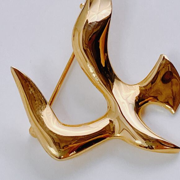 VTG Mid Century Seagull Brooch Modernist Coastal 60s Seaside Gold Tone Bird Pin - Picture 7 of 11